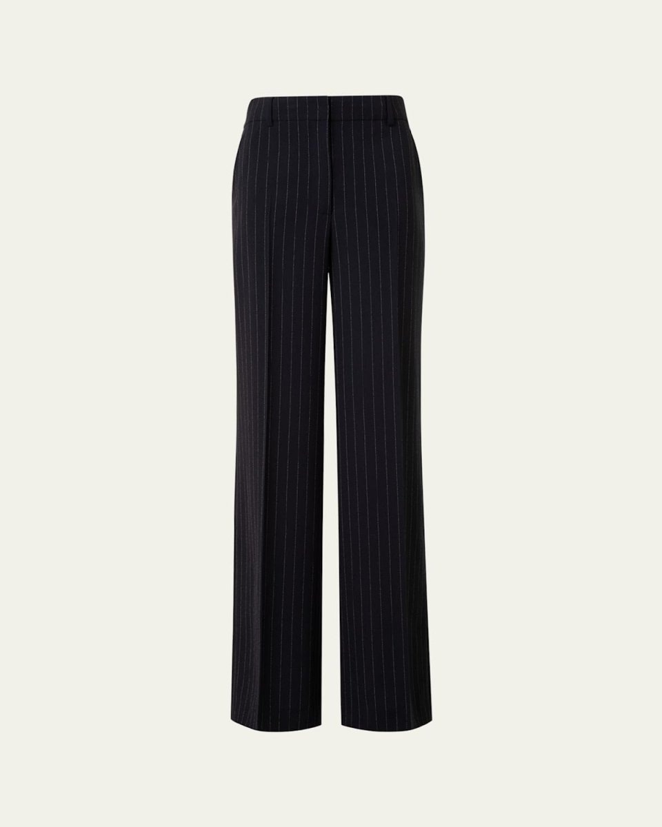 Pinstripe Straight Wool Trousers